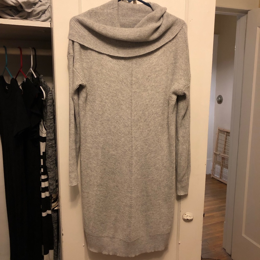 Cowl neck cozy sweater dress